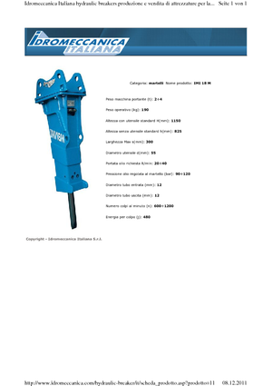 Hydraulische brekers Idromeccanica IMI 18 M