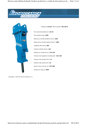Hydraulische brekers Idromeccanica IMI 240 M