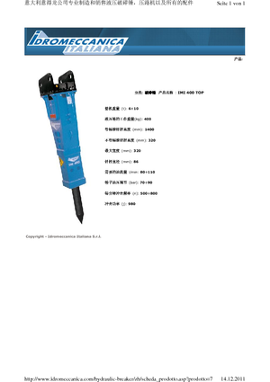 Hydraulische brekers Idromeccanica IMI 400 Top