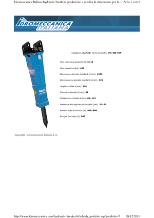 Hydraulische brekers Idromeccanica IMI 400 Top