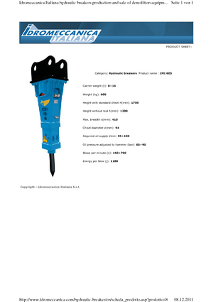 Hydraulische brekers Idromeccanica IMI 605