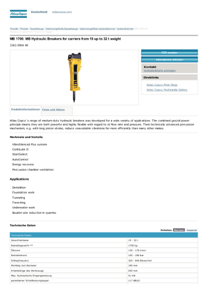 Hydraulische brekers Atlas Copco MB 1700