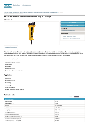Hydraulische brekers Atlas Copco MB 750