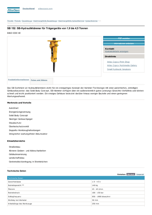 Hydraulische brekers Atlas Copco SB 152