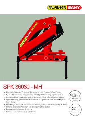 Hydraulische laadkranen Sany SPK 36080 A