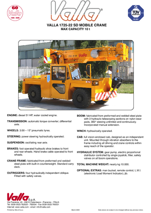 Industriële mobiele kranen Valla 1725-22 SD