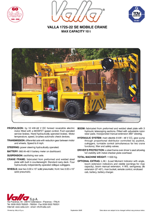 Industriële mobiele kranen Valla 1725-22 SE