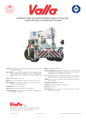 Industriële mobiele kranen Valla 1725-36 SD