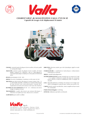 Industriële mobiele kranen Valla 1725-36 SE