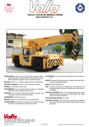 Industriële mobiele kranen Valla 1725-36 SE