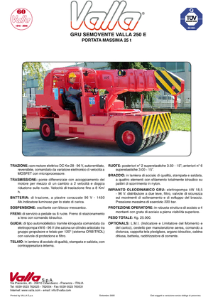 Industriële mobiele kranen Valla 250 E 