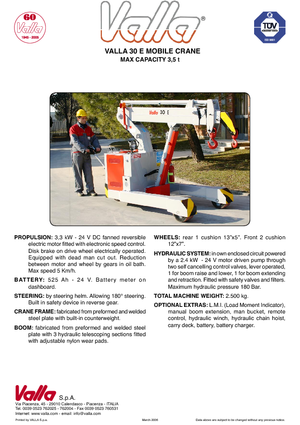 Industriële mobiele kranen Valla 30 E
