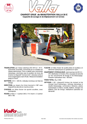 Industriële mobiele kranen Valla 30 E