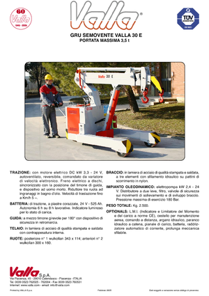 Industriële mobiele kranen Valla 30 E