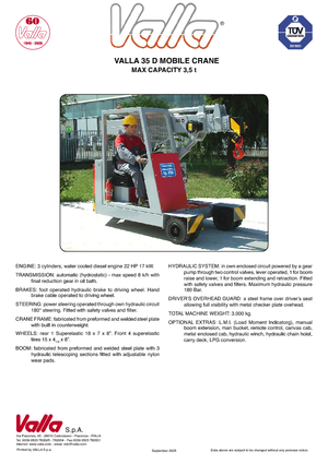 Industriële mobiele kranen Valla 35 D