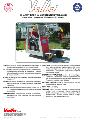 Industriële mobiele kranen Valla 35 D
