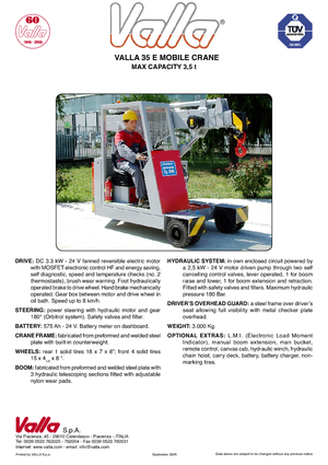 Industriële mobiele kranen Valla 35 E