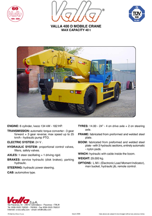 Industriële mobiele kranen Valla 400 D