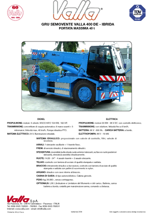 Industriële mobiele kranen Valla 400 DE