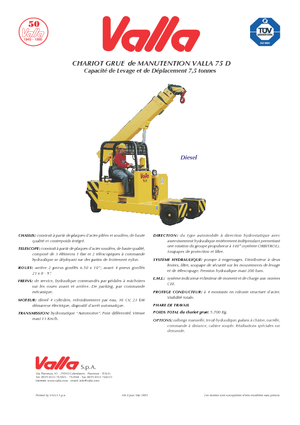 Industriële mobiele kranen Valla 75 D 