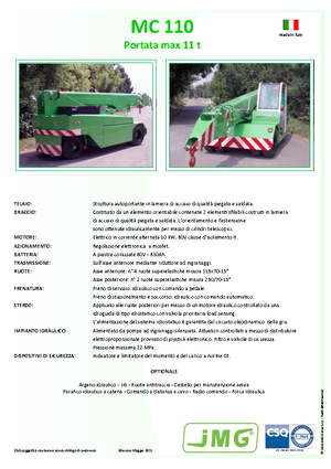 Industriële mobiele kranen JMG MC 110