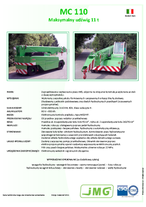 Industriële mobiele kranen JMG MC 110
