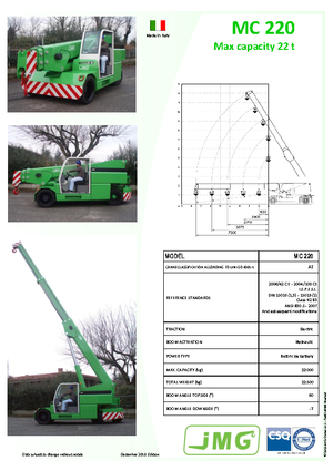 Industriële mobiele kranen JMG MC 220