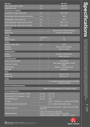 Vierkante-balenpersen Massey Ferguson MF 2140 SP