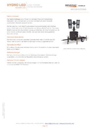 Lichte Torens Generac Mobile Hydro LED