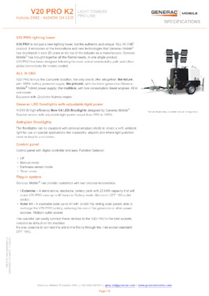 Lichte Torens Generac Mobile V 20 Pro
