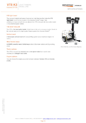 Lichte Torens Generac Mobile VT 8 K3