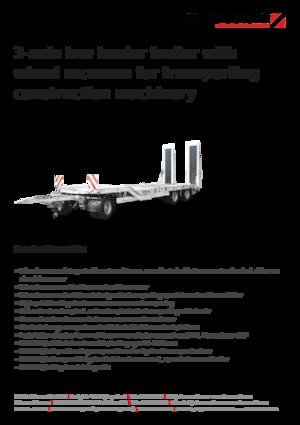 Diepladers Schwarzmüller 3-axle low loader trailer with wheel recesses for transporting construction machinery