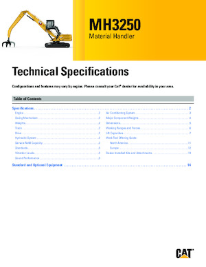 Graafmachines in overslaguitvoering Caterpillar MH3250