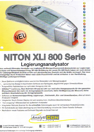 Metaalanalysators Niton XLi 800