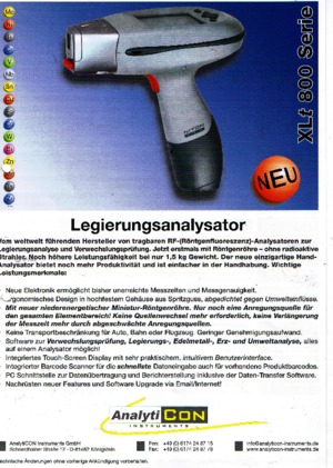 Metaalanalysators Niton XLt 800