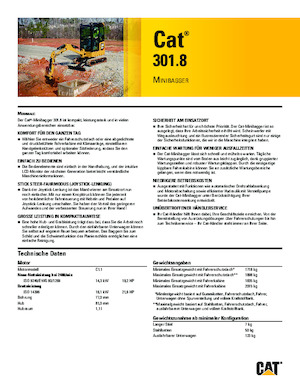 Mini-graafmachines Caterpillar 301.8