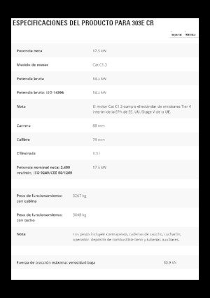 Mini-graafmachines Caterpillar 303E CR