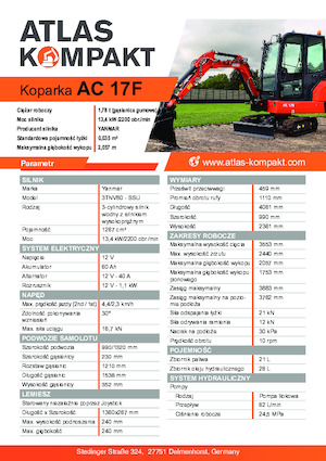 Mini-graafmachines Atlas Kompakt AC 17F
