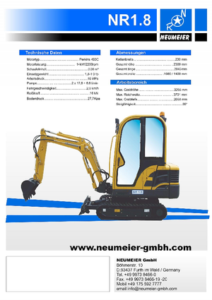 Mini-graafmachines Neumeier NR 1.8