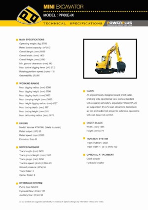 Mini-graafmachines PowerPlus PP60E-IX