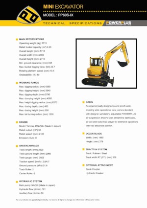 Mini-graafmachines PowerPlus PP60S-IX