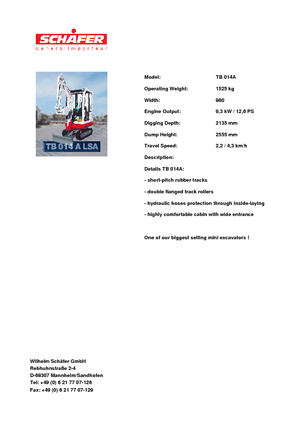 Mini-graafmachines Takeuchi TB 014 A