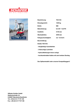 Mini-graafmachines Takeuchi TB 014 A