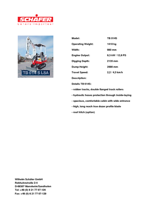 Mini-graafmachines Takeuchi TB 014 S