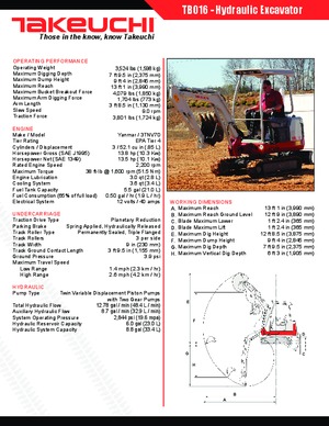 Mini-graafmachines Takeuchi TB 016 A