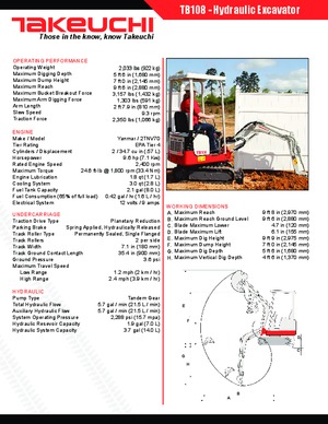 Mini-graafmachines Takeuchi TB 108