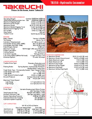 Mini-graafmachines Takeuchi TB 250