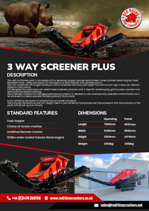 Mobiele zeefinstallaties Red Rhino 3 WAY SCREENER PLUS