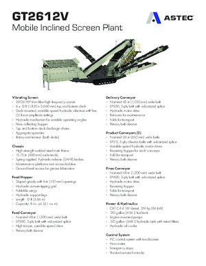 Mobiele zeefinstallaties Astec GT2612V