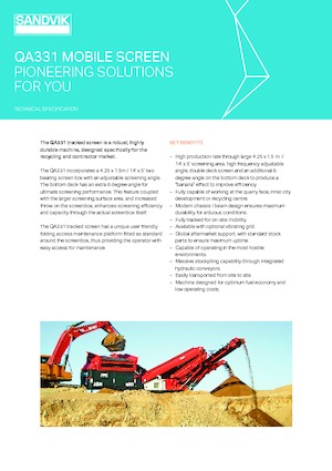 Mobiele zeefinstallaties Sandvik QA 331